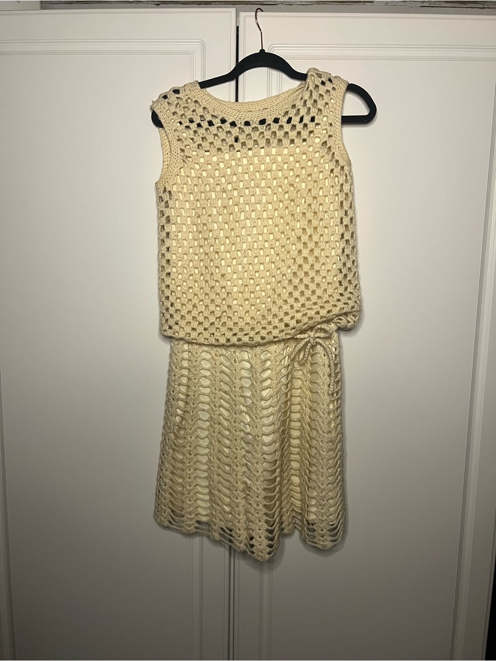 Handmade Vintage Crochet Drop Waist Cottagecore Dress - Picture 3 of 16